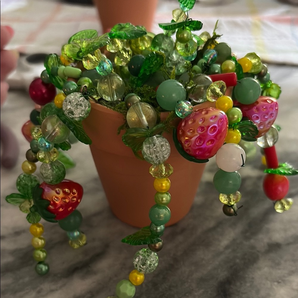 Colorful Beaded Strawberry Plant Decor